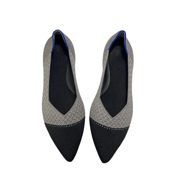 Rothy’s The Point Flats Herringbone Knit Gray Black Sustainable Shoes 10 - Picture 12 of 14